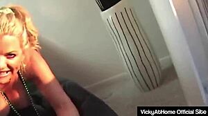 Vicky Vette Sucks Cock in Green Bikini with Big Tits