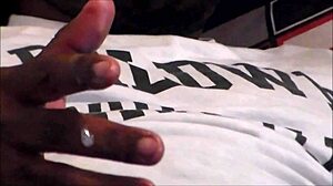 Fat black cock cums in slow motion