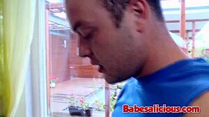 Blonde Hot Babe Gets Rough Blowjob On Big Ass With Tattoo