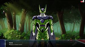 Queen performs blowjob on monster in dragon ball hentai.