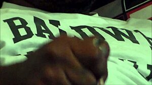 Fat black cock cums in slow motion