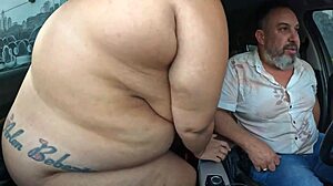 Chubby Woman Performs Oral In Vehicle On Road