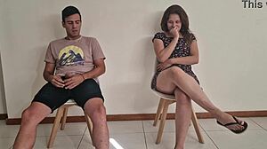 Blonde secretary flashes and sucks dick in waiting room