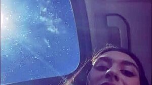 hot college girl fingers herself in car before class 🚗💦