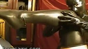 Webcam Girl In Latex Mask Spies On Party!