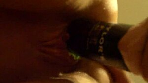 my girlfriend fucks a big cucumber like crazy