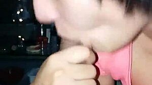 Young wife swallows jizz after blowjob