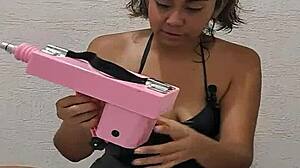 Wife Unboxes New Fuck Machine For Intense Masturbation