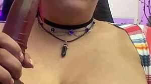 Mature latina Summynov performs intense blowjob on amateur cock.