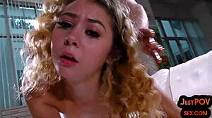 Watch this tiny slut get her butt spanked and pussy nailed in POV? So hot!