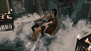 I den sensuelle Halloween Sims 4, den brune vampyren gir etter for anal lyster med cumshot