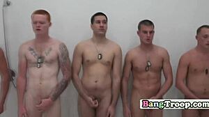sergeant bangs gay soldiers in steamy shower orgy! 💦