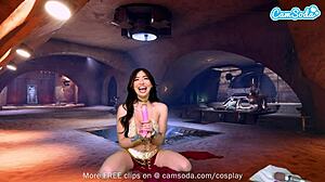 Big Tits Brunette Cosplays Princess Leia In Bold Masturbation