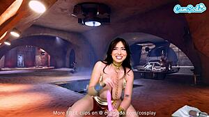 Big Tits Brunette Cosplays Princess Leia In Bold Masturbation