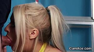 Sexy Honey Swallows Jizz Load