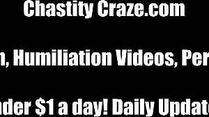 She takes control of his cock in this bdsm session with chastity.