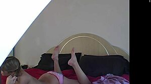 Hot blonde poses in panties for photoshoot with natural tits and perfect butt