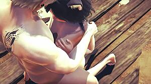 in this hentai uncensored 3d, the kitty character gets hard sex with blowjob and cumshot