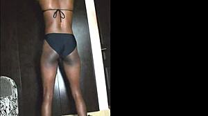 Black Babe Shakes Ass While Undressing