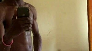my black cock gets a hard massage in the mirror