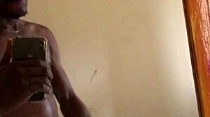 my black cock gets a hard massage in the mirror