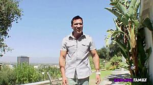 Banging family - after being caught naked by the pool