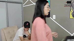 horny ebony latina psychologist gets creampie in ass