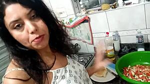 Sarah Rosa Cooks Sexy Hamburger With Big Tits Exposed