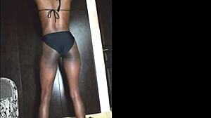 Black Babe Shakes Ass While Undressing