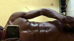 my black cock gets a hard massage in the mirror