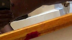 my black cock gets a hard massage in the mirror