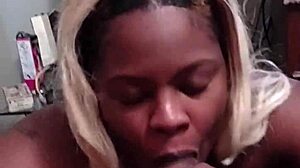 Ebony Wife Gives Head Until Cumshot in Homemade Video