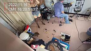 Naked Maid Is Cleaning Up In An Stupid It Engineers Office Real Camera In Office Videoregistrator In Office!