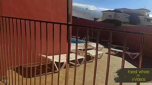 Public prolapse humiliation with fisting, degradation, foot licking, spitting, and pissing outdoor.