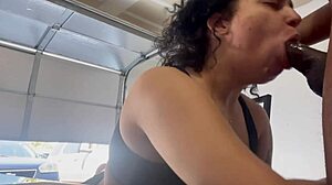 She gives sloppy head in the garage until she drains my balls