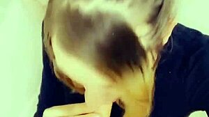 Beautiful shemale shows her adoration on her knees