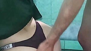 feeling intense pleasure as latina prostitute gets fucked in bathroom after stepsister's dance proposal