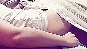 Horny fan begs for interracial creampie cumshot in bareback session.