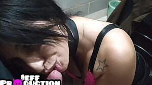 Latina girl gives outdoor pov blowjob in public