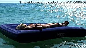 Blonde Amateur Nudist Exposes Big Boobs On Public Beach In Slow Motion