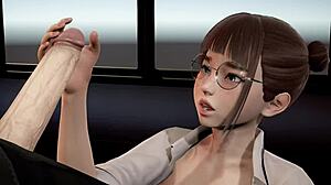 Secretary jerks off boss in office. 3D hentai animation rocks!