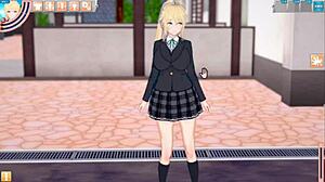 【エロゲーコイカツ！】可愛い金髪帰国子女爆乳jk「マーガレット」ちゃんがおっぱい揉みまくられる３dcgエロアニメ動画