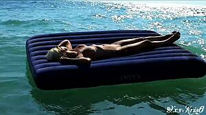 Blonde Amateur Nudist Exposes Big Boobs On Public Beach In Slow Motion