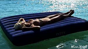 Blonde Amateur Nudist Exposes Big Boobs On Public Beach In Slow Motion