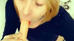 Beautiful shemale shows her adoration on her knees