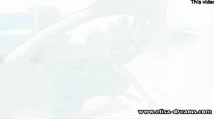 A daring amateur engages in flashing and masturbation while driving on the highway.