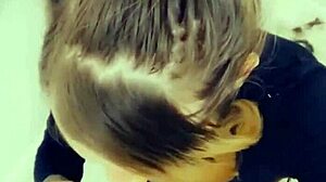 Beautiful shemale shows her adoration on her knees