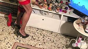 Merry Shemale Ecaterinax In Retro Blue Films!