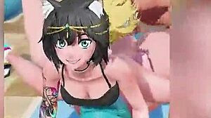 Futanari works out with monster cock