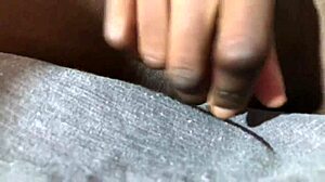 Young ebony babe tries vibrator first time, exploring her horny body